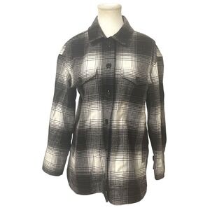 Madewell Plaid Shirt Jacket Black White Button Front Long Sleeve Size‎ S